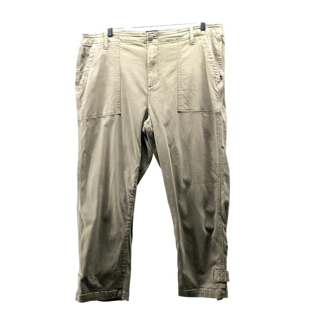 Liverpool Utility Crop Cargo Pants Womens 18W Pewter Green Solid Stretch‎